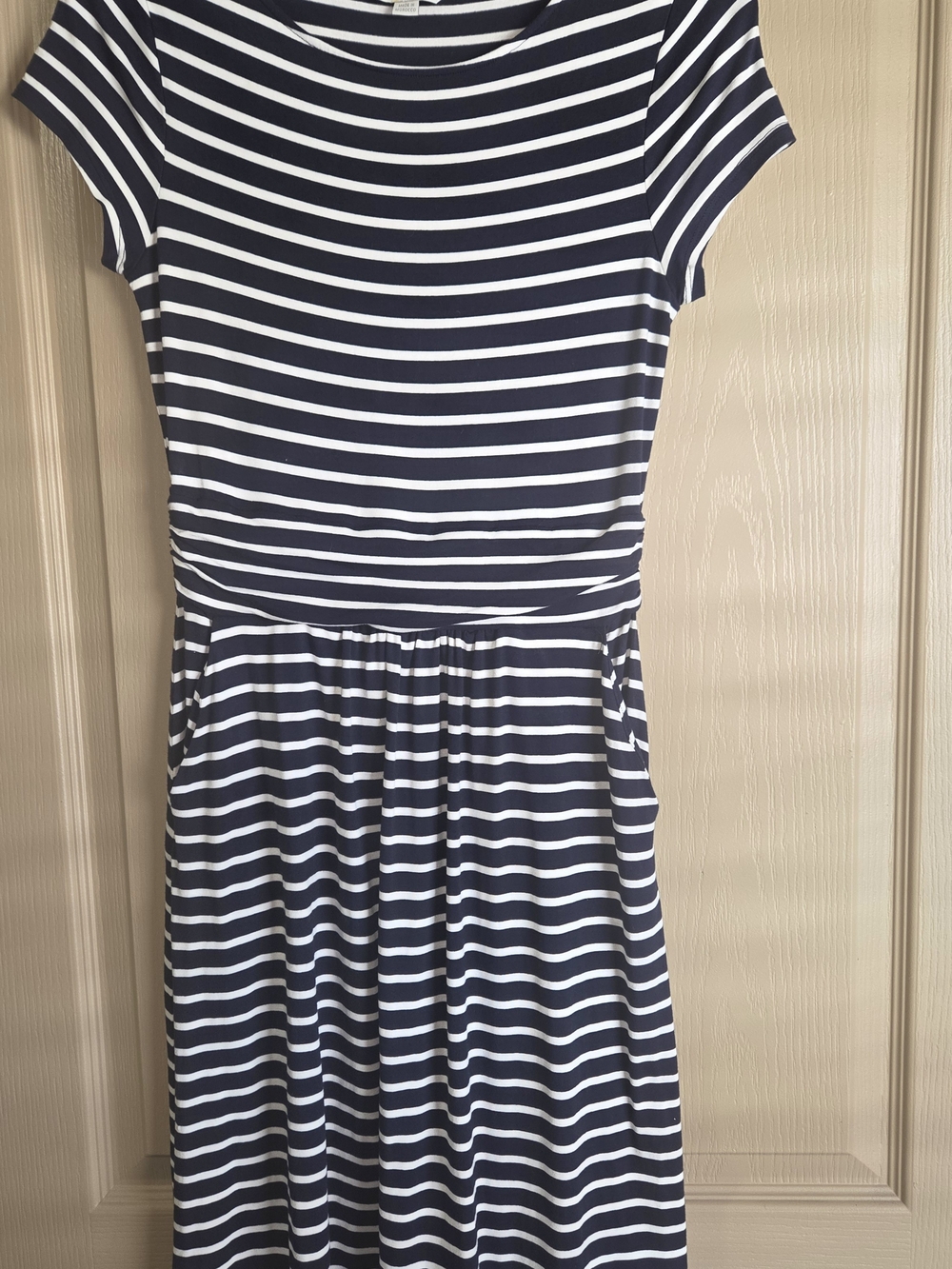 Boden Navy and White Striped Short-Sleeve Casual Dress